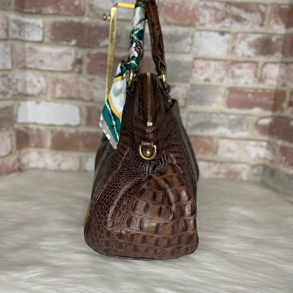 Brahmin Chocolate Brown Crocodile-Embossed Handbag - Picture 6 of 13